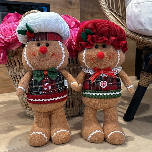 Christmas Holiday Plaid Gingerbread man girl boy doll greeter standing - Picture 6 of 16